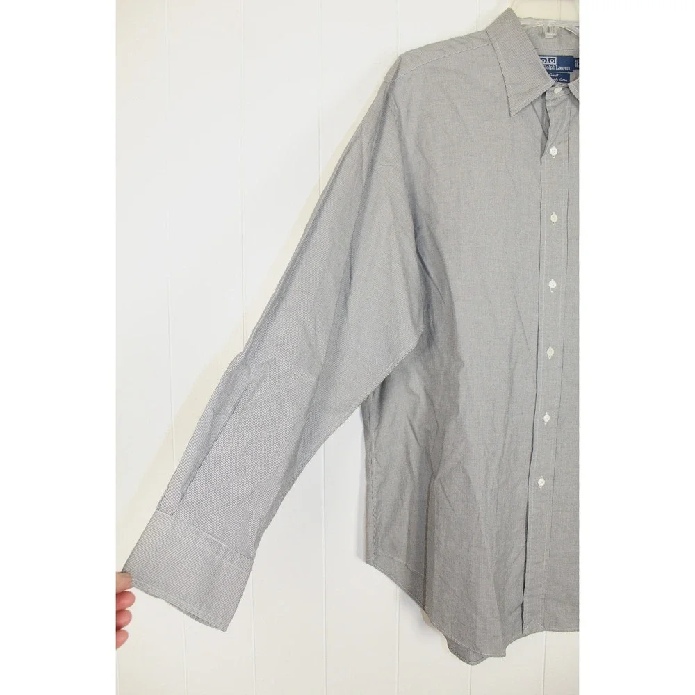 Polo Ralph Lauren VTG Lowell 100% Two Ply Cotton Black White Houndstooth Shirt
